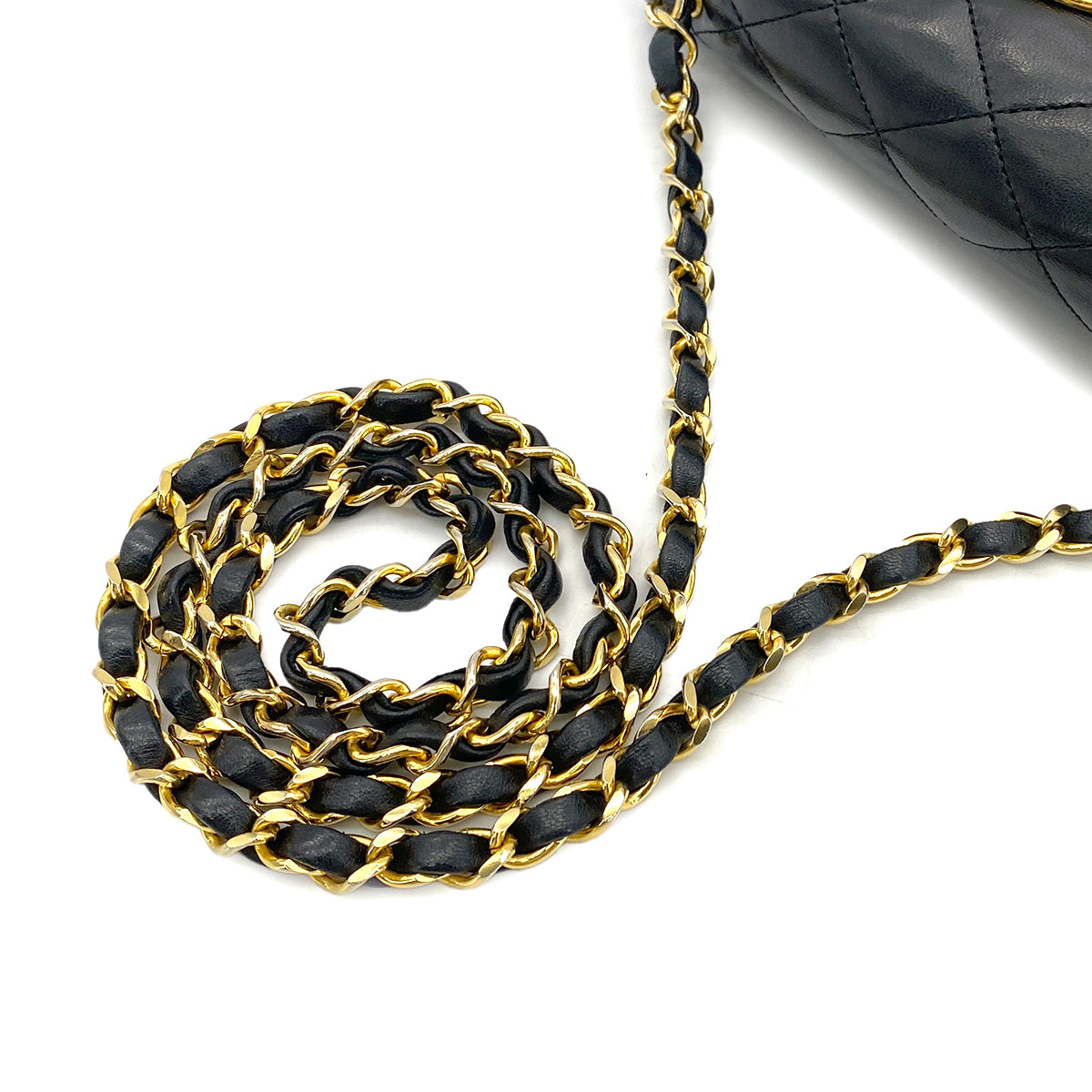 CHANEL VINTAGE MATELASSE BIG COCO CHAIN SHOULDER BAG BLACK LAMB SKIN 90268908