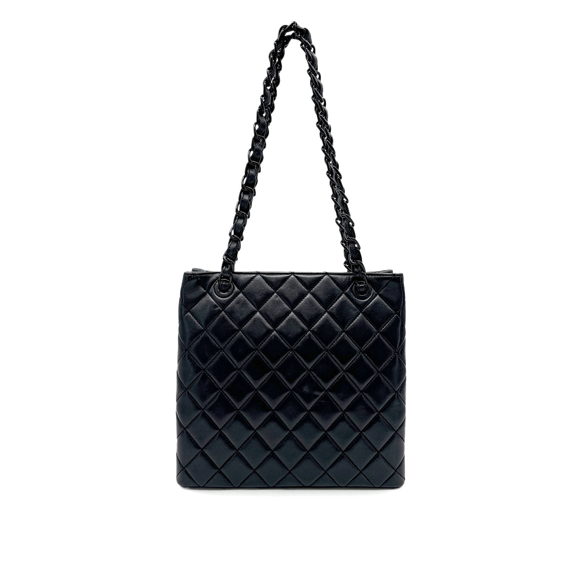 CHANEL VINTAGE PLASTIC CHAIN SHOULDER BAG BLACK 90268909