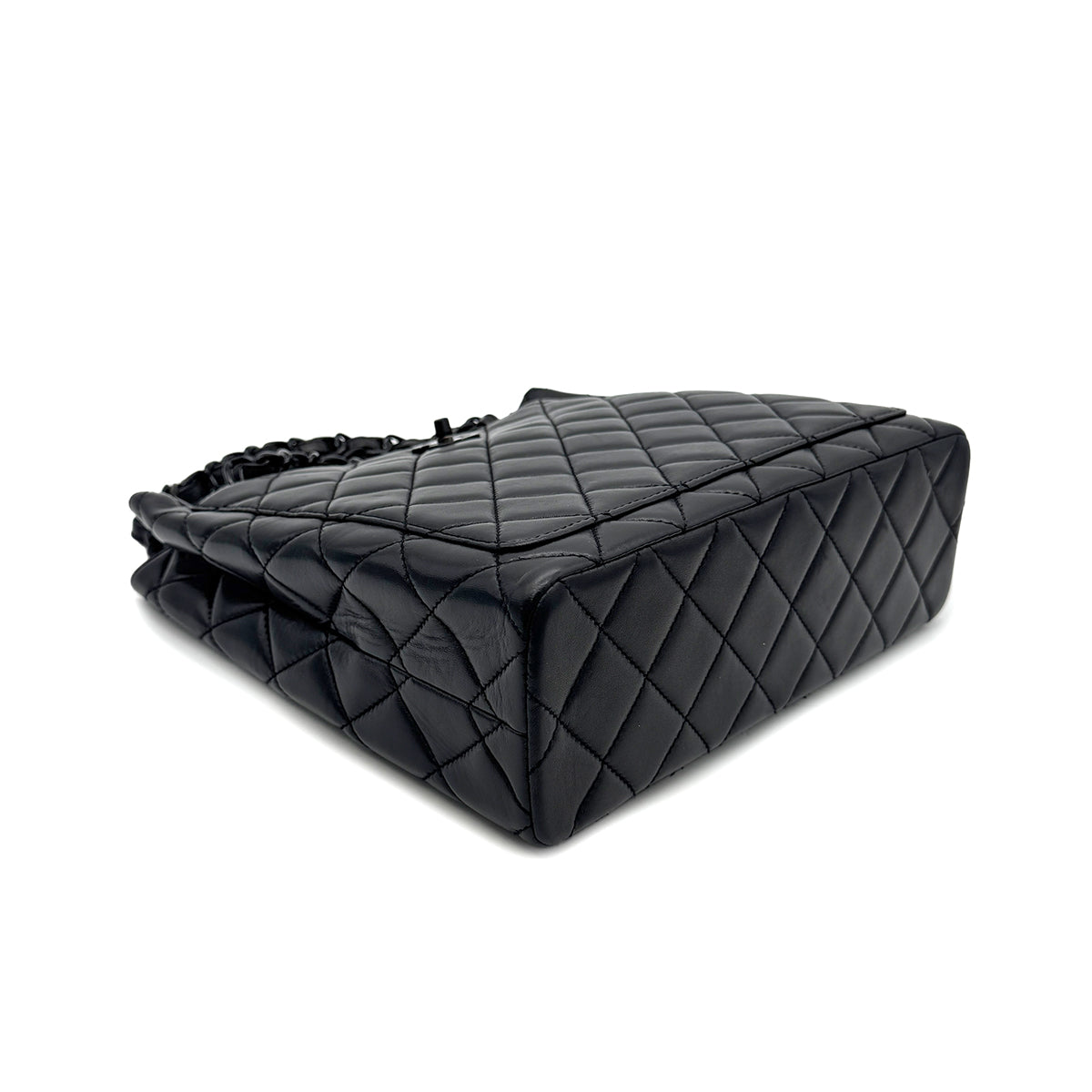 CHANEL VINTAGE PLASTIC CHAIN SHOULDER BAG BLACK 90268909