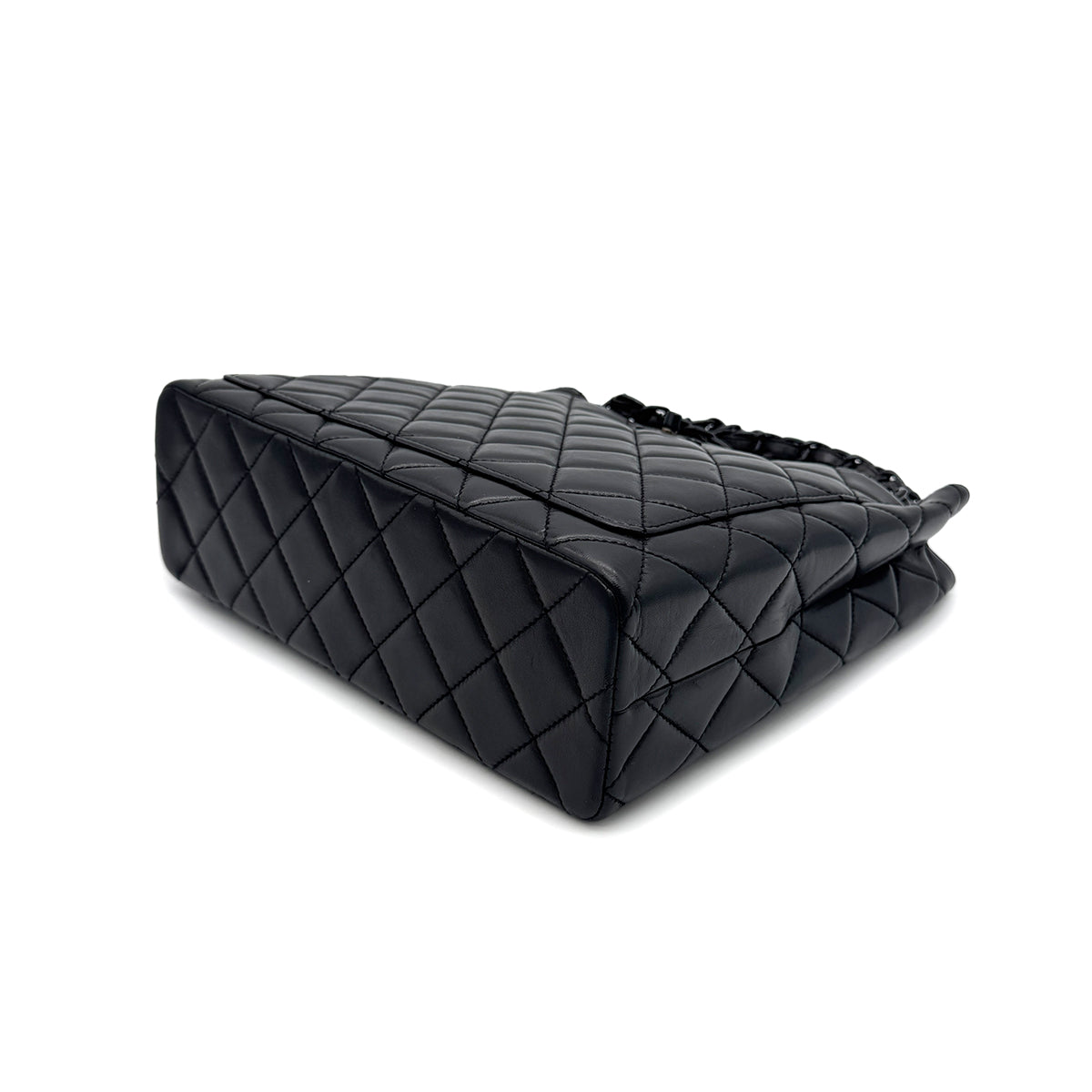 CHANEL VINTAGE PLASTIC CHAIN SHOULDER BAG BLACK 90268909