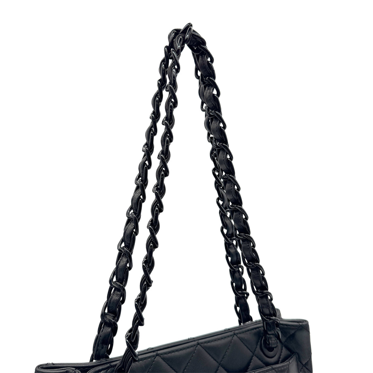CHANEL VINTAGE PLASTIC CHAIN SHOULDER BAG BLACK 90268909