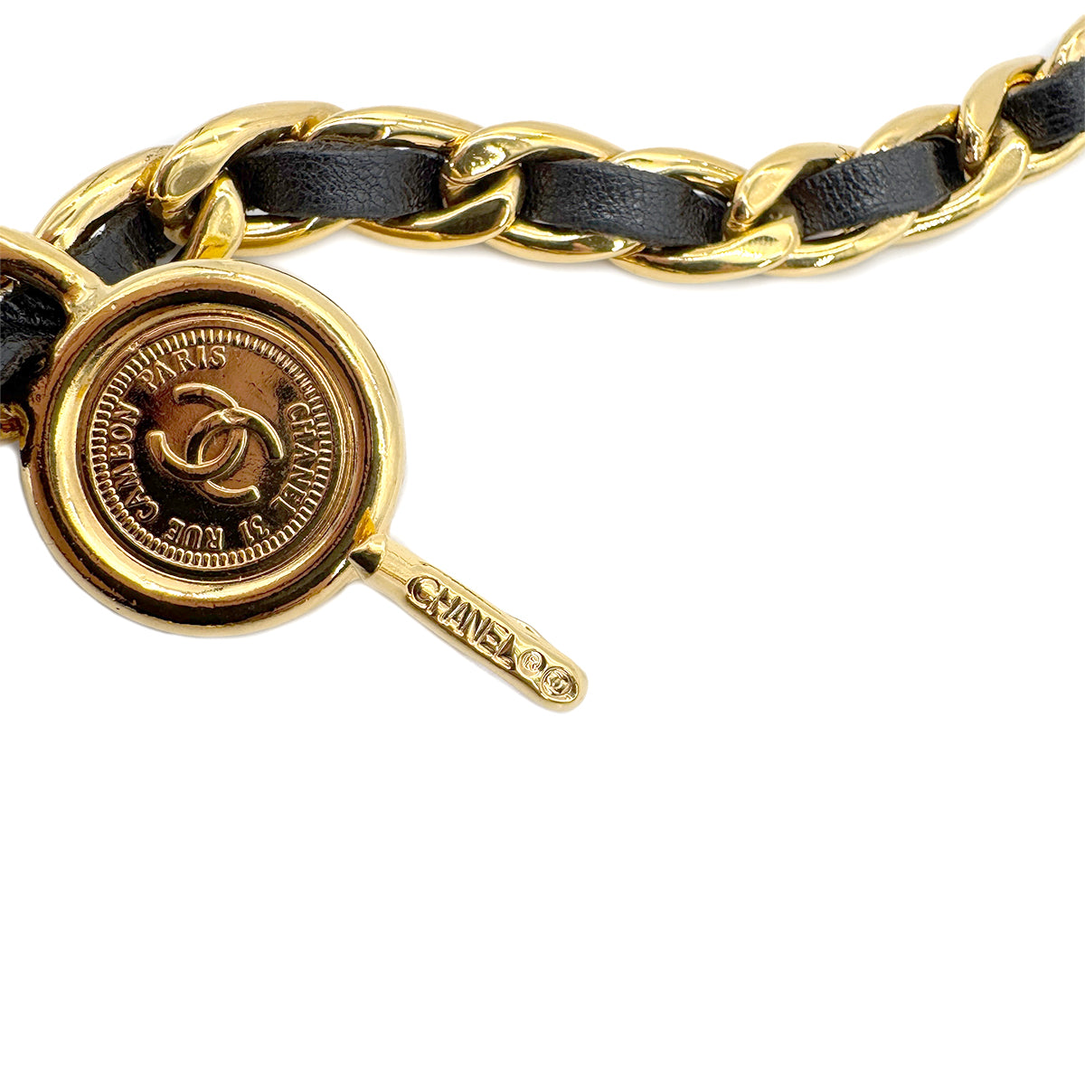 CHANEL VINTAGE CHAIN BELT LEATHER COCOMARK ACCESSORY 90268917