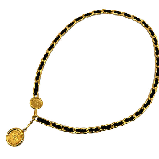 CHANEL VINTAGE CHAIN BELT LEATHER COCOMARK ACCESSORY 90268918