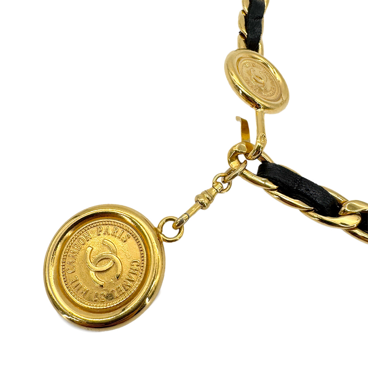 CHANEL VINTAGE CHAIN BELT LEATHER COCOMARK ACCESSORY 90268918