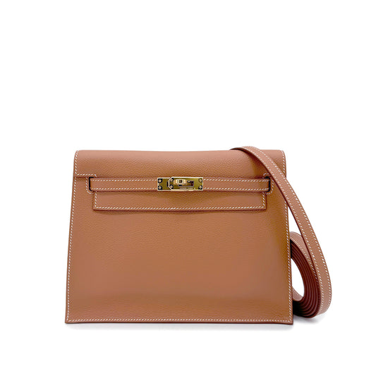HERMES KELLY DANCE GOLD EVERCOLOR SHOULDER BAG Y GHW 90269029
