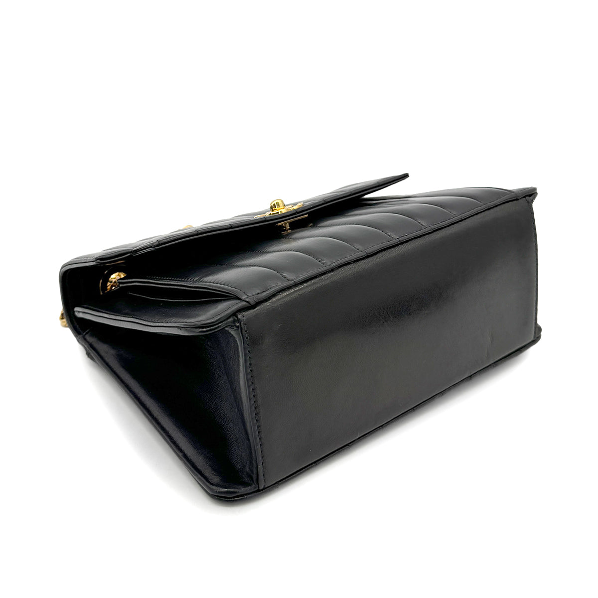 CHANEL VINTAGE MADEMOISELLE BIJOU CHAIN SHOULDER BAG BLACK LAMB SKIN 90269035