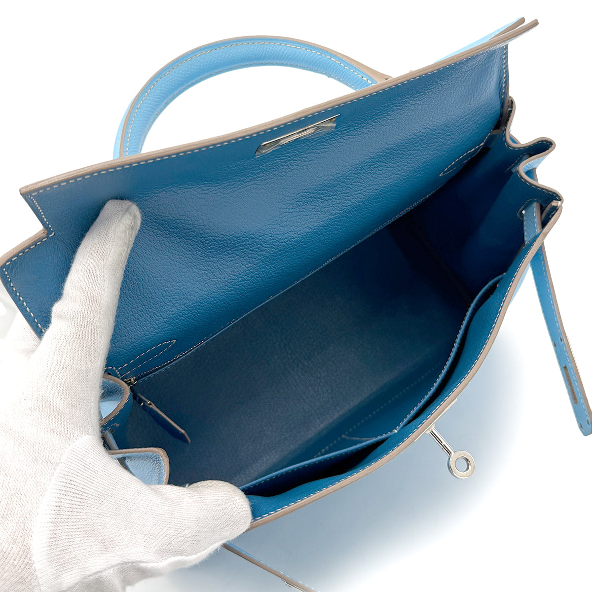 HERMES CANDY KELLY 28 RETOURNE CELESTE MYKONOS EPSOM HAND SHOULDER BAG □O SHW 90269036