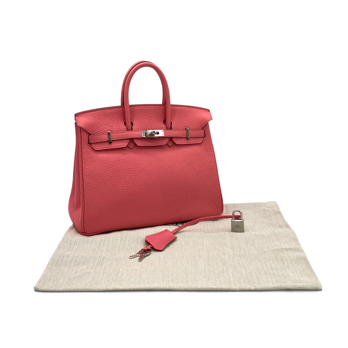 HERMES BIRKIN 25 ROSE LIPSTICK TOGO HAND BAG □Q SHW 90269037