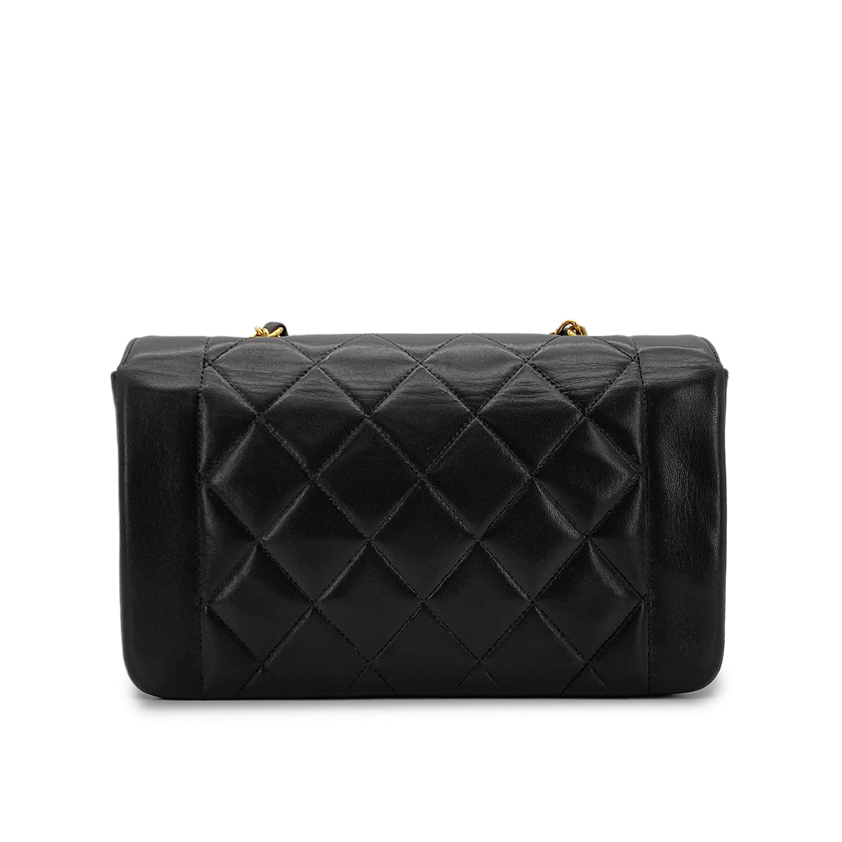 CHANEL VINTAGE DIANA SMALL CHAIN SHOULDER BAG BLACK LAMB SKIN 90269039