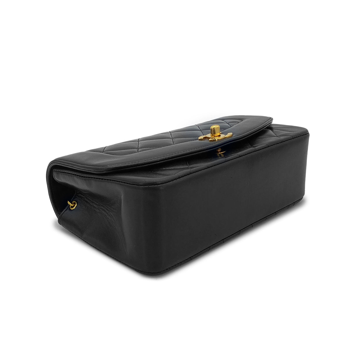 CHANEL VINTAGE DIANA SMALL CHAIN SHOULDER BAG BLACK LAMB SKIN 90269039