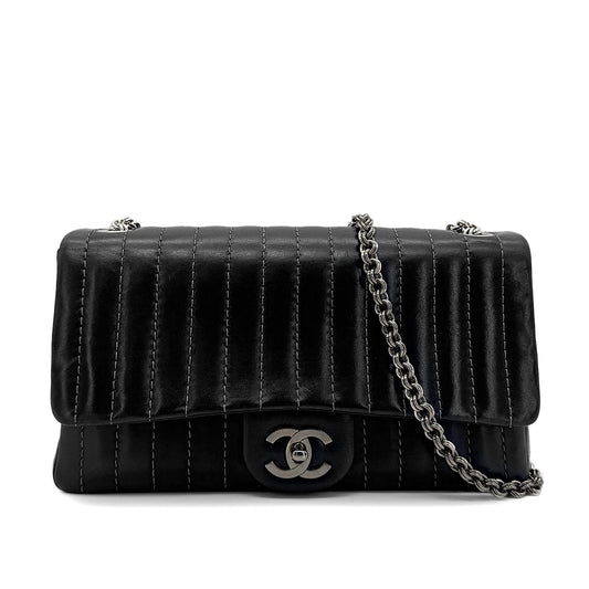 CHANEL VINTAGE MADEMOISELLE CHAIN SHOULDER BAG BLACK LAMB SKIN 90269044