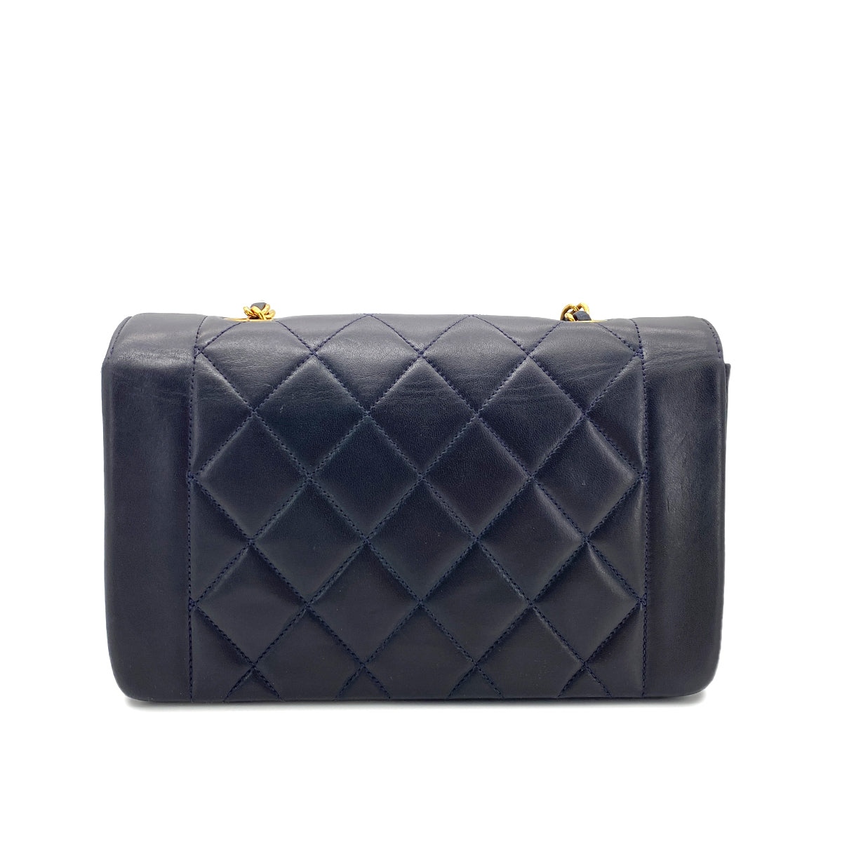 CHANEL VINTAGE DIANA SMALL CHAIN SHOULDER BAG NAVY LAMB SKIN 90269059