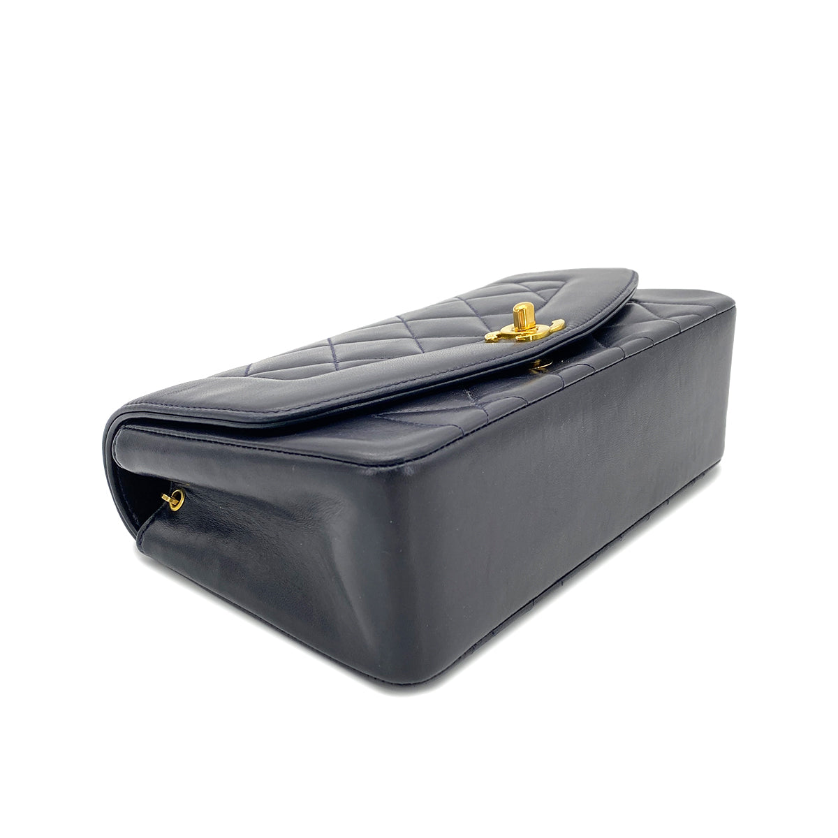 CHANEL VINTAGE DIANA SMALL CHAIN SHOULDER BAG NAVY LAMB SKIN 90269059