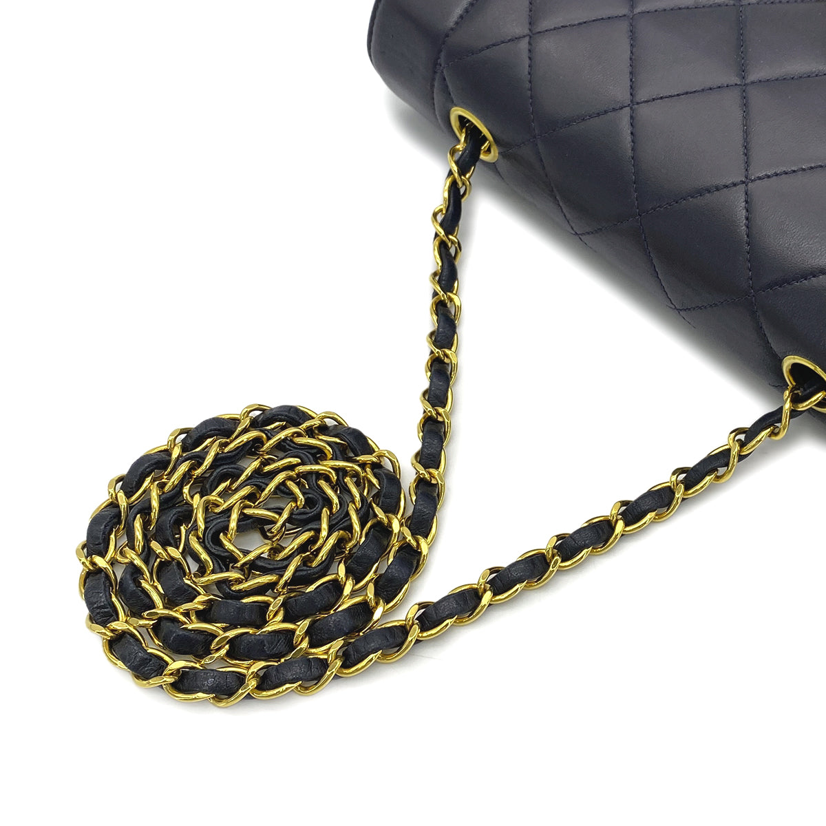 CHANEL VINTAGE DIANA SMALL CHAIN SHOULDER BAG NAVY LAMB SKIN 90269059