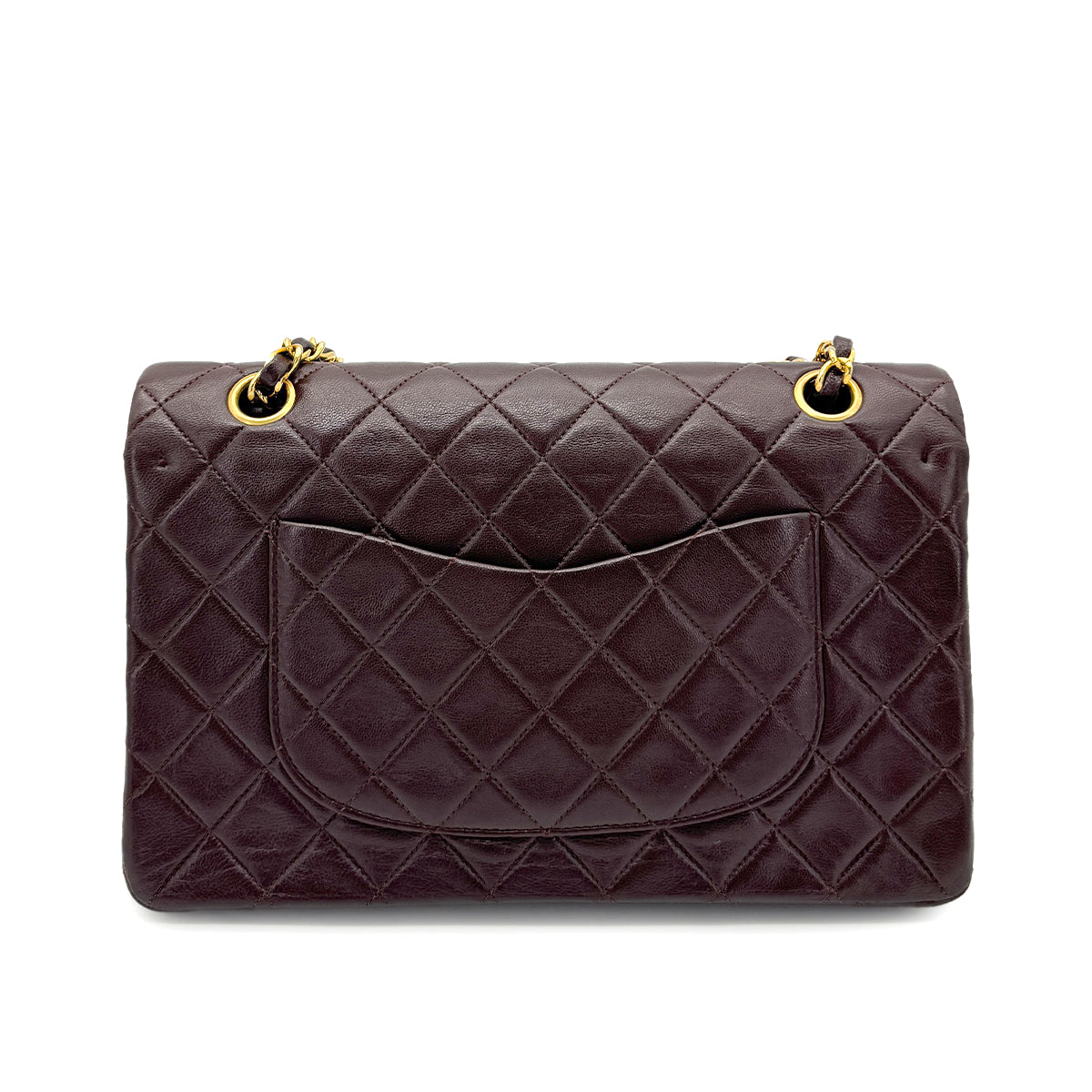 CHANEL VINTAGE CLASSIC FLAP MEDIUM CHAIN SHOULDER BAG BROWN LAMB SKIN 90269070