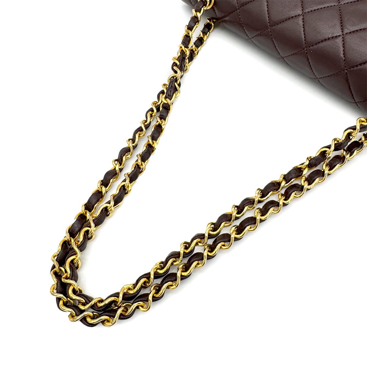 CHANEL VINTAGE CLASSIC FLAP MEDIUM CHAIN SHOULDER BAG BROWN LAMB SKIN 90269070