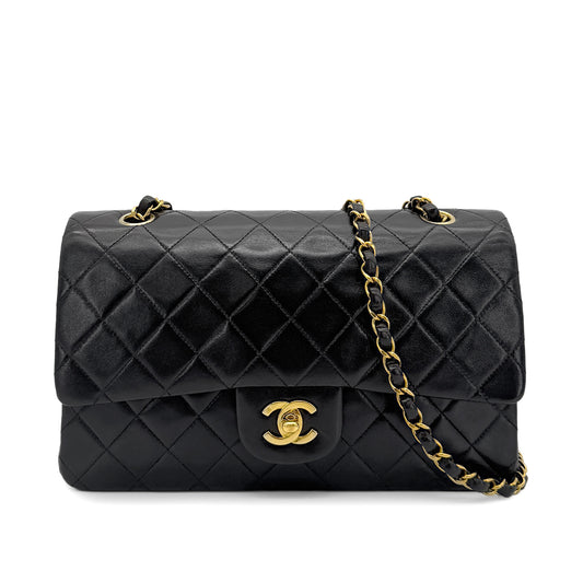 CHANEL VINTAGE CLASSIC FLAP MEDIUM CHAIN SHOULDER BAG BLACK LAMB SKIN 90269073