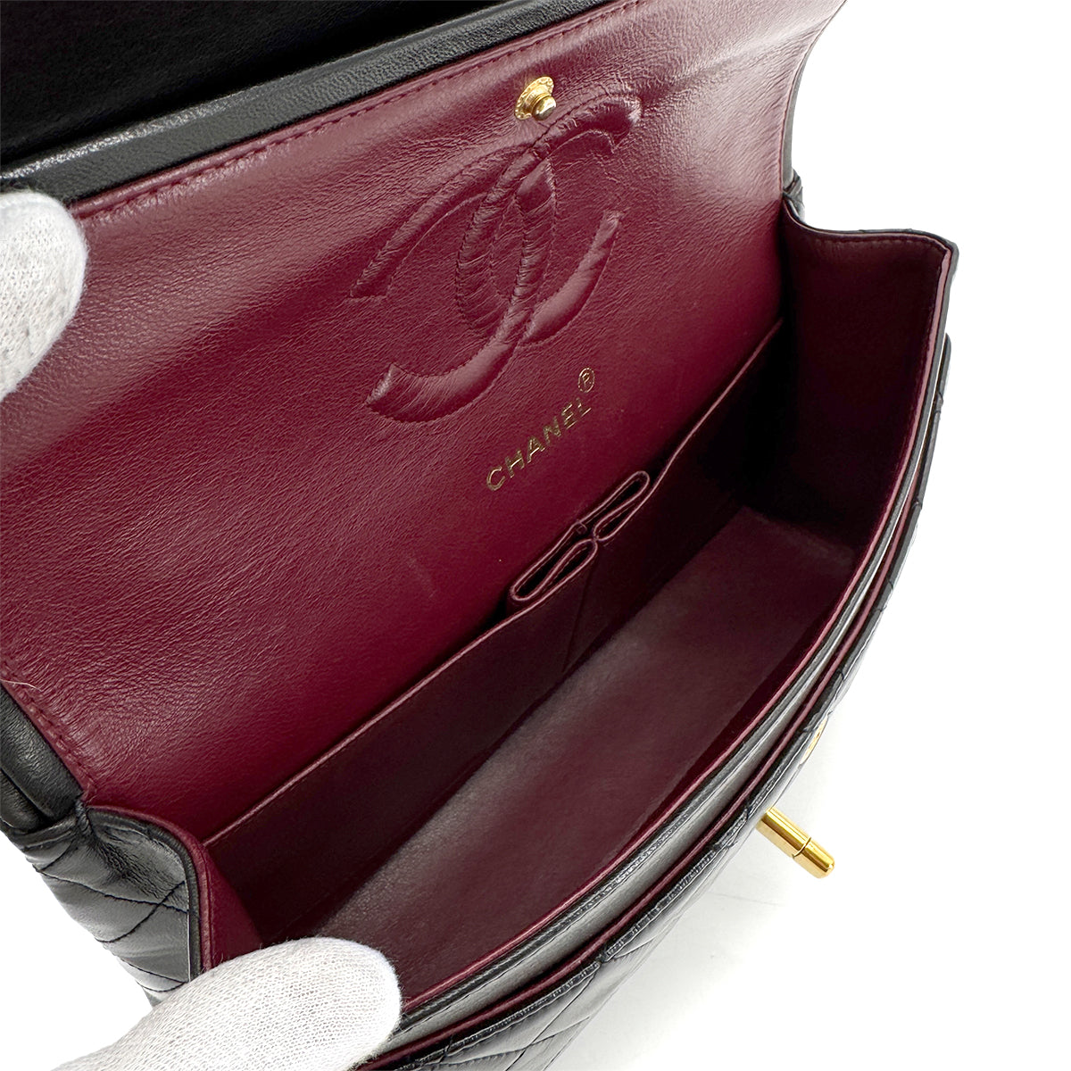 CHANEL VINTAGE CLASSIC FLAP MEDIUM CHAIN SHOULDER BAG BLACK LAMB SKIN 90269073