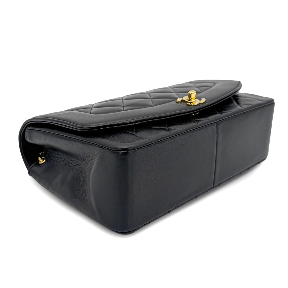 CHANEL VINTAGE DIANA MEDIUM CHAIN SHOULDER BAG BLACK LAMB SKIN 90269074