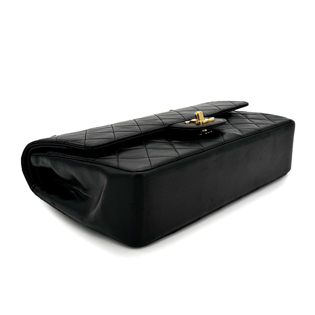 CHANEL VINTAGE MATELASSE CHAIN SHOULDER BAG BLACK LAMB SKIN 90269081