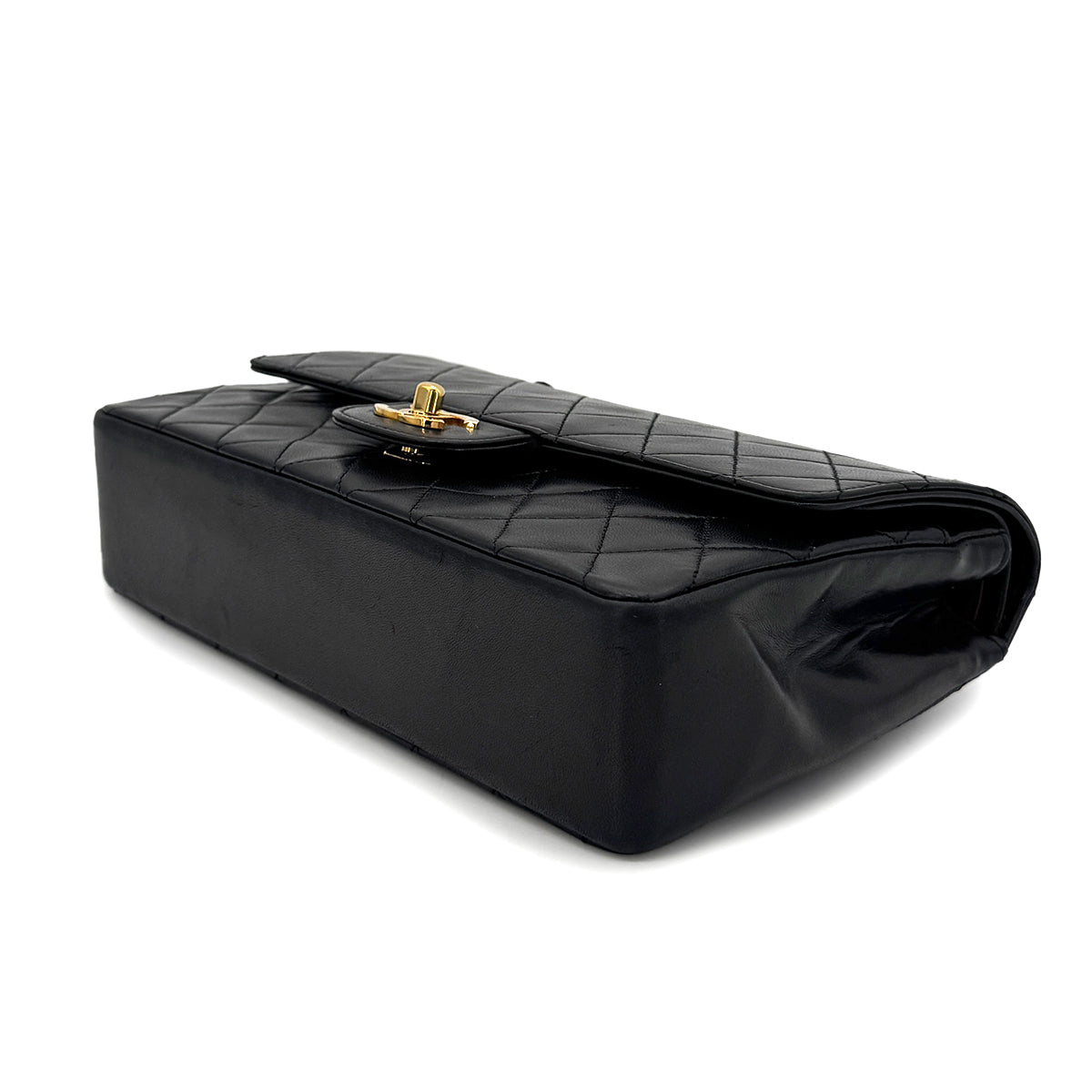 CHANEL VINTAGE MATELASSE CHAIN SHOULDER BAG BLACK LAMB SKIN 90269081