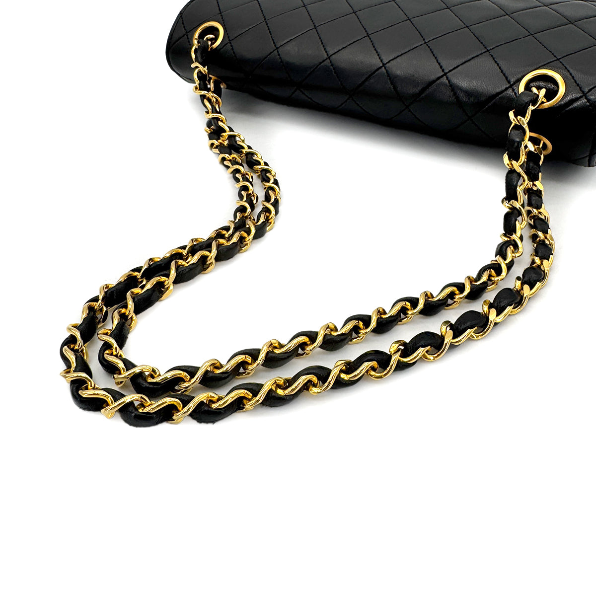 CHANEL VINTAGE MATELASSE CHAIN SHOULDER BAG BLACK LAMB SKIN 90269081