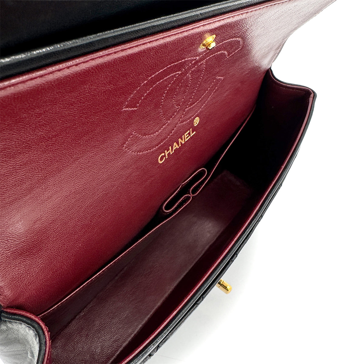 CHANEL VINTAGE MATELASSE CHAIN SHOULDER BAG BLACK LAMB SKIN 90269081