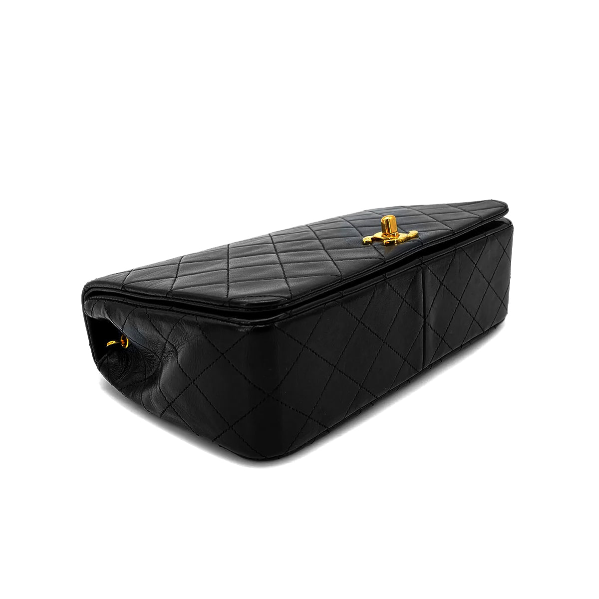 CHANEL VINTAGE FULL FLAP CHAIN SHOULDER BAG BLACK LAMB SKIN 90269094