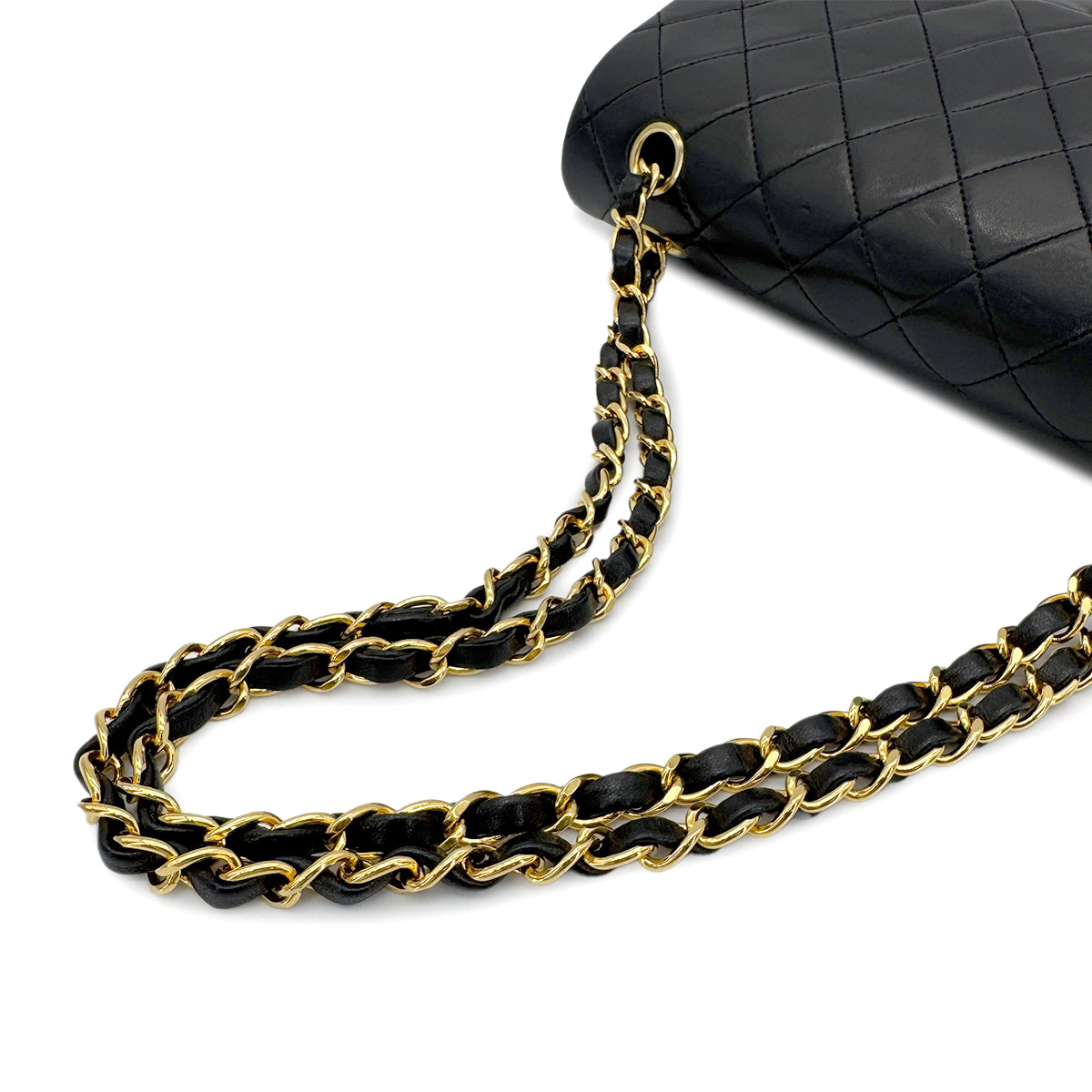 CHANEL VINTAGE CLASSIC FLAP MEDIUM CHAIN SHOULDER BAG BLACK LAMB SKIN 90269096