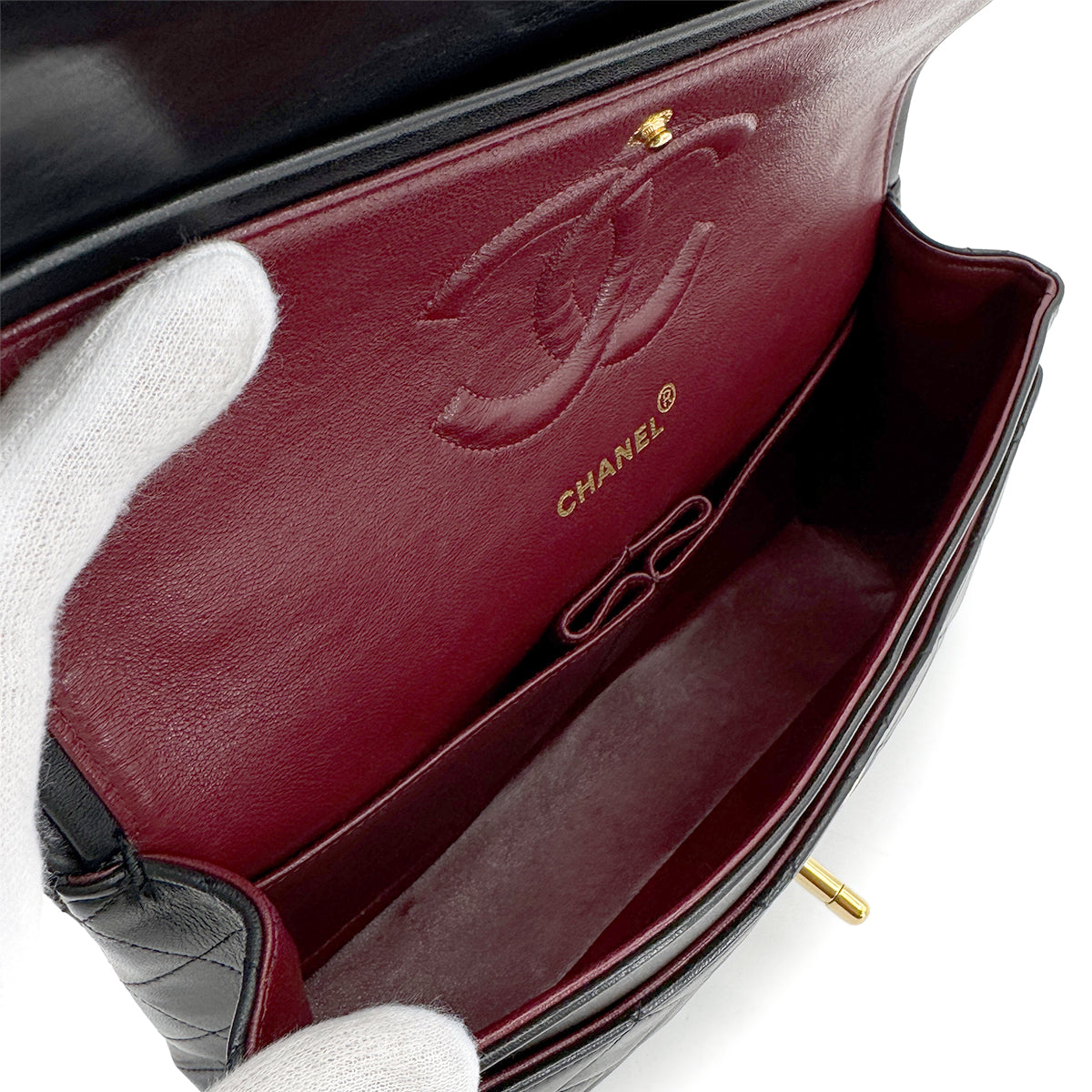 CHANEL VINTAGE CLASSIC FLAP MEDIUM CHAIN SHOULDER BAG BLACK LAMB SKIN 90269096