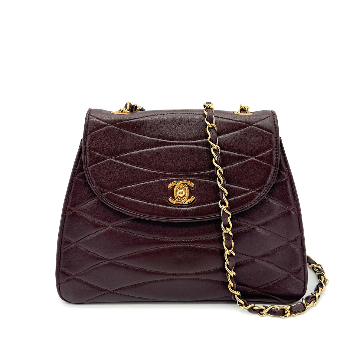 CHANEL VINTAGE CHAIN SHOULDER BAG BROWN LAMB SKIN 90269102