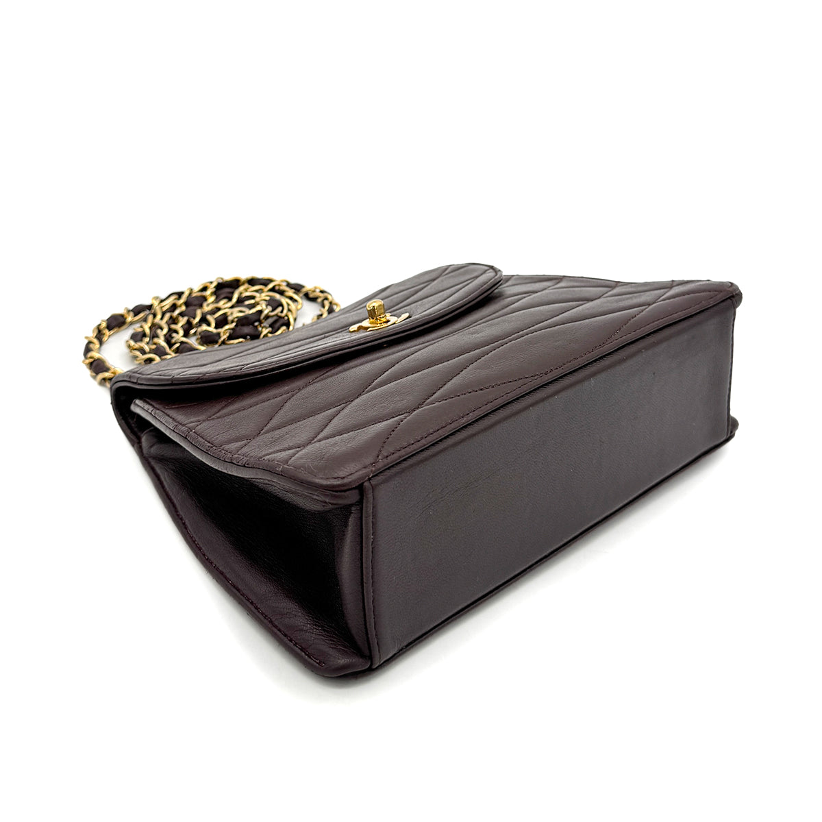 CHANEL VINTAGE CHAIN SHOULDER BAG BROWN LAMB SKIN 90269102