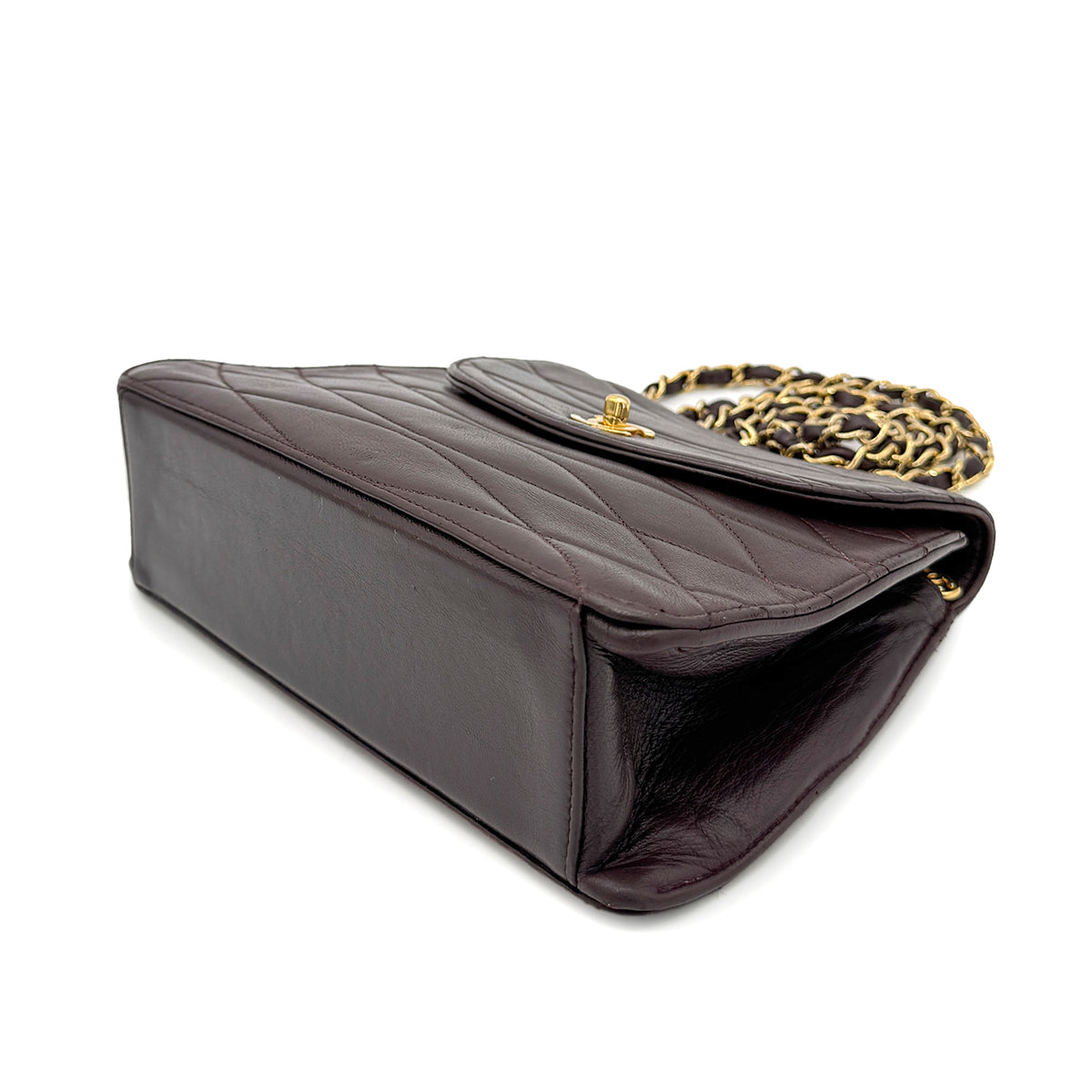 CHANEL VINTAGE CHAIN SHOULDER BAG BROWN LAMB SKIN 90269102