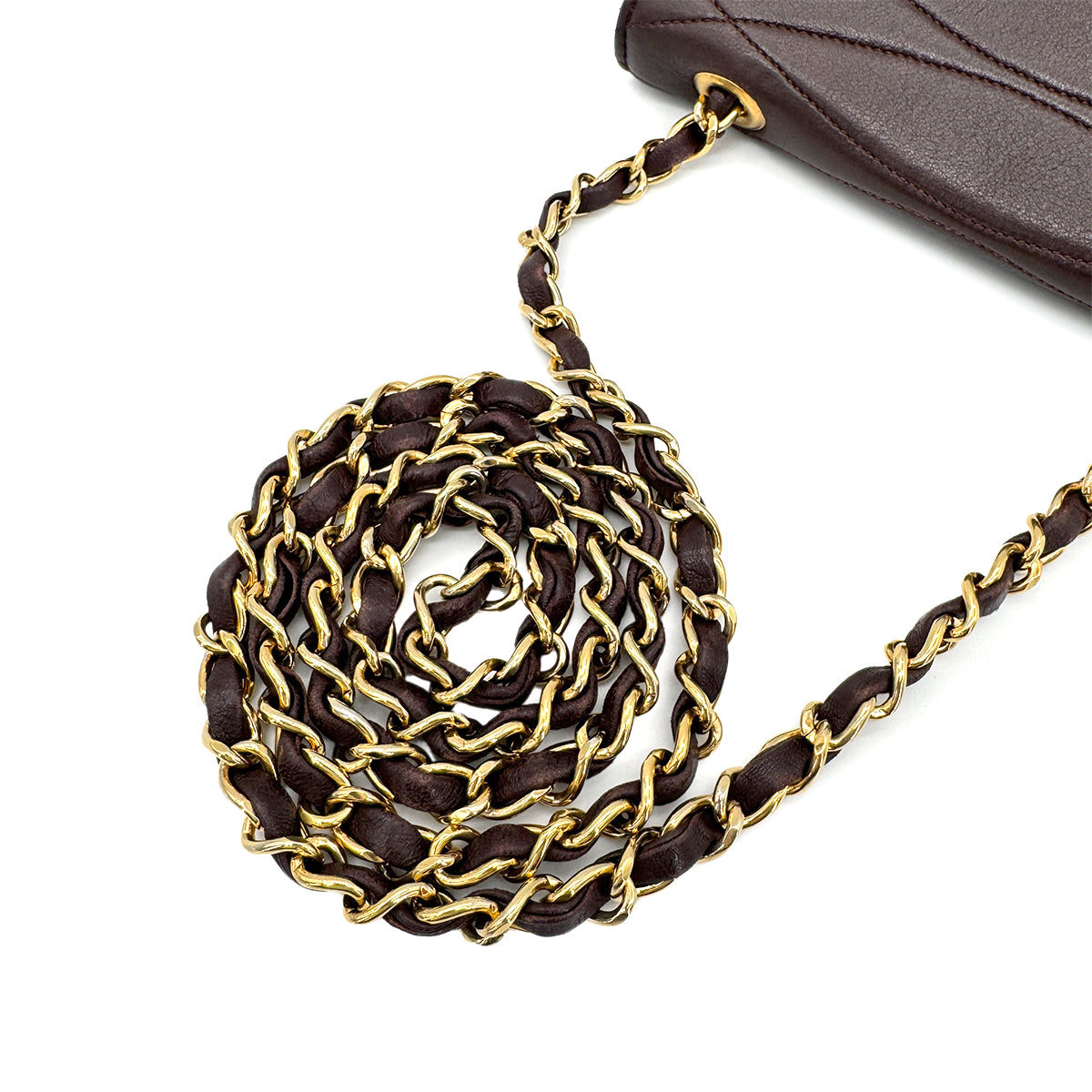 CHANEL VINTAGE CHAIN SHOULDER BAG BROWN LAMB SKIN 90269102