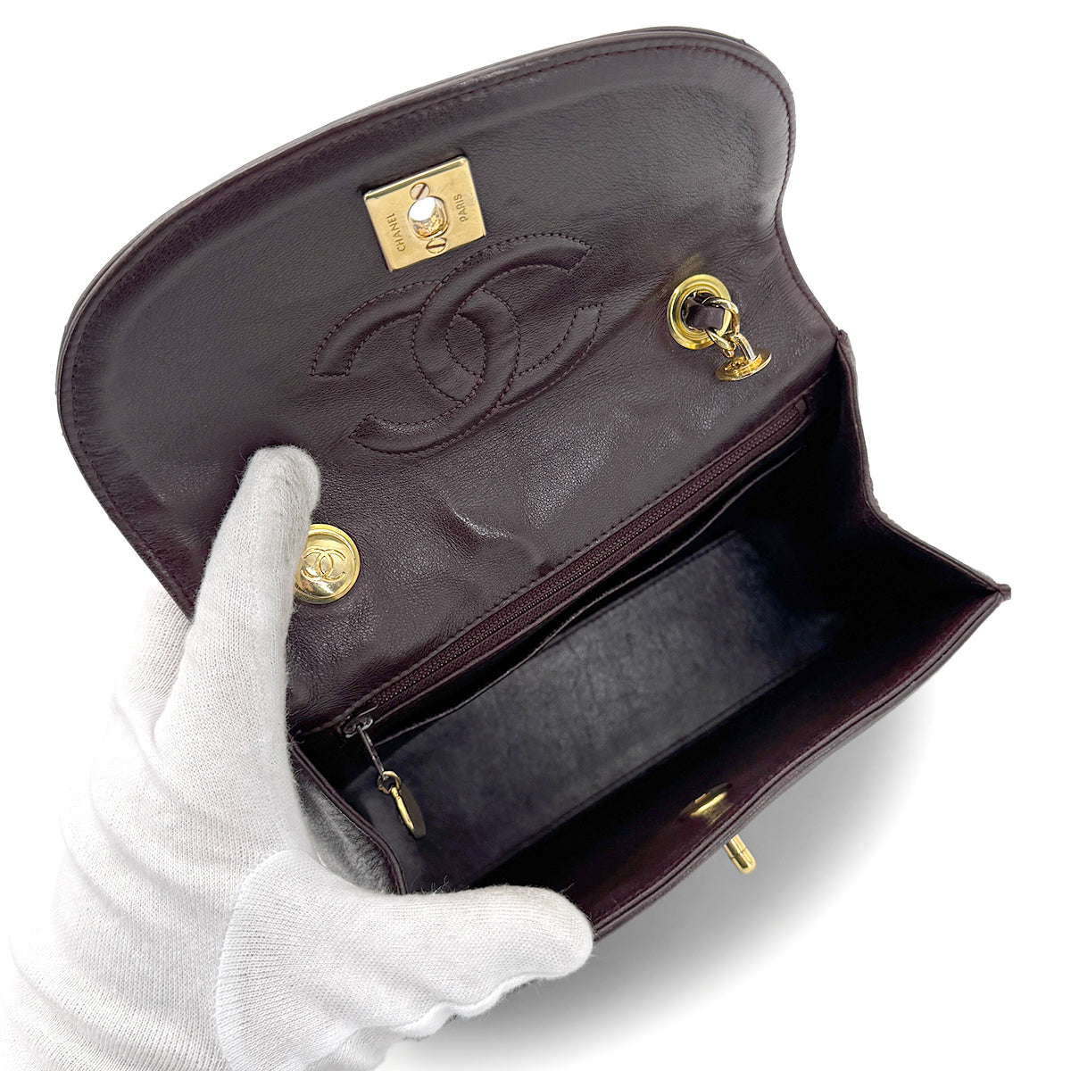 CHANEL VINTAGE CHAIN SHOULDER BAG BROWN LAMB SKIN 90269102