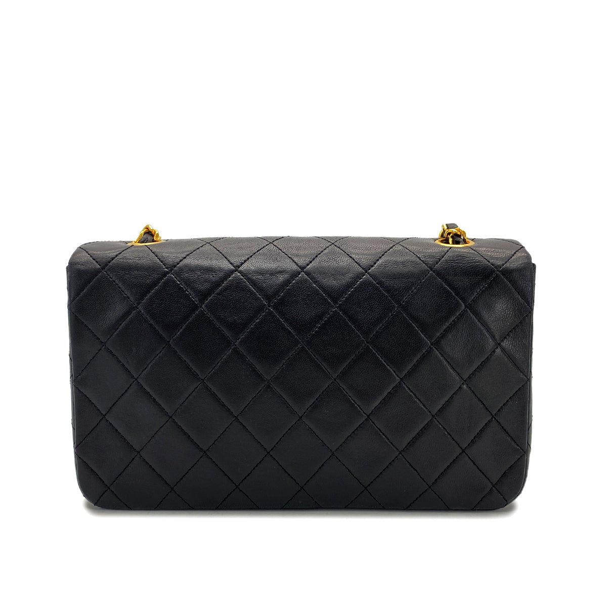 CHANEL VINTAGE FULL FLAP CHAIN SHOULDER BAG BLACK LAMB SKIN 90269118