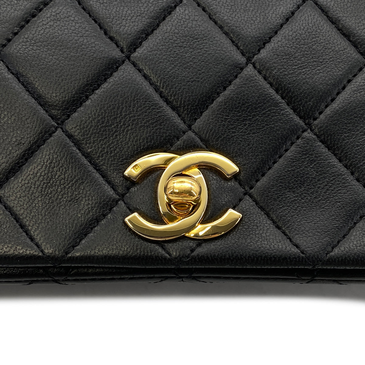 CHANEL VINTAGE FULL FLAP CHAIN SHOULDER BAG BLACK LAMB SKIN 90269118