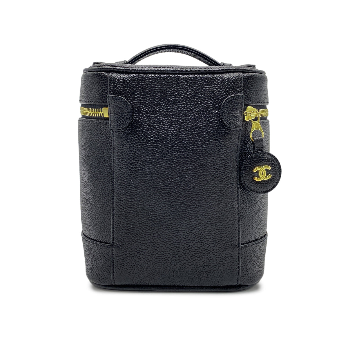 CHANEL VINTAGE VANITY HAND BAG BLACK CAVIAR SKIN 90269171