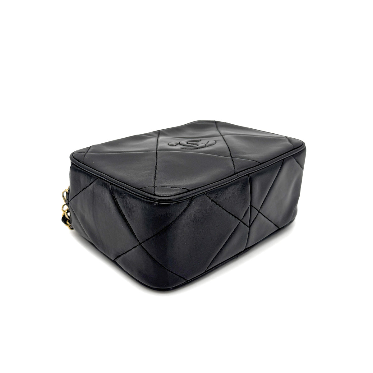 CHANEL VINTAGE FRINGE CHAIN SHOULDER BAG BLACK LAMB SKIN 90269172