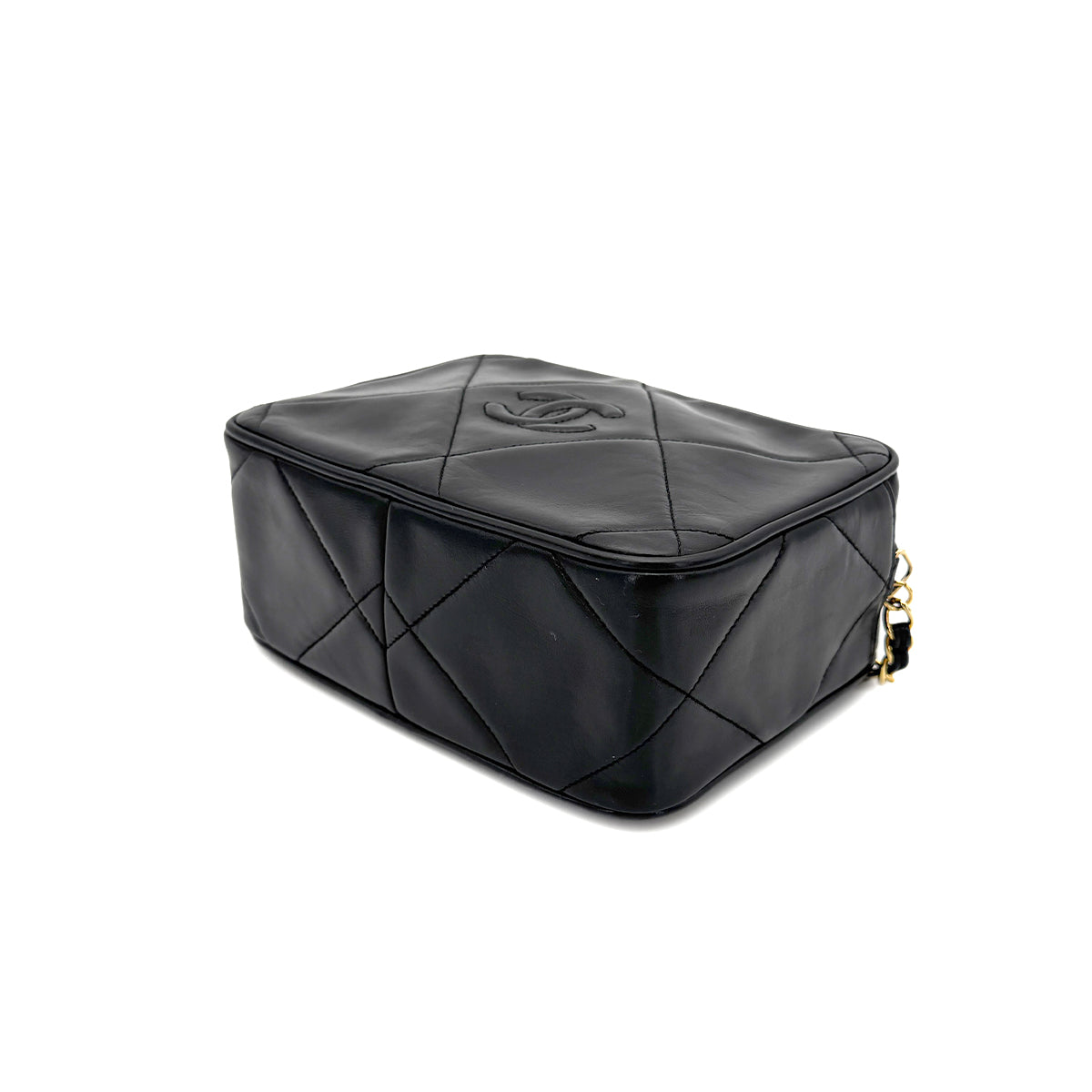 CHANEL VINTAGE FRINGE CHAIN SHOULDER BAG BLACK LAMB SKIN 90269172