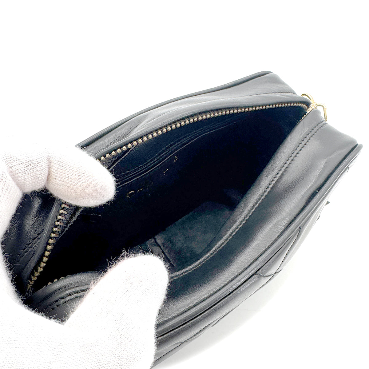 CHANEL VINTAGE FRINGE CHAIN SHOULDER BAG BLACK LAMB SKIN 90269172