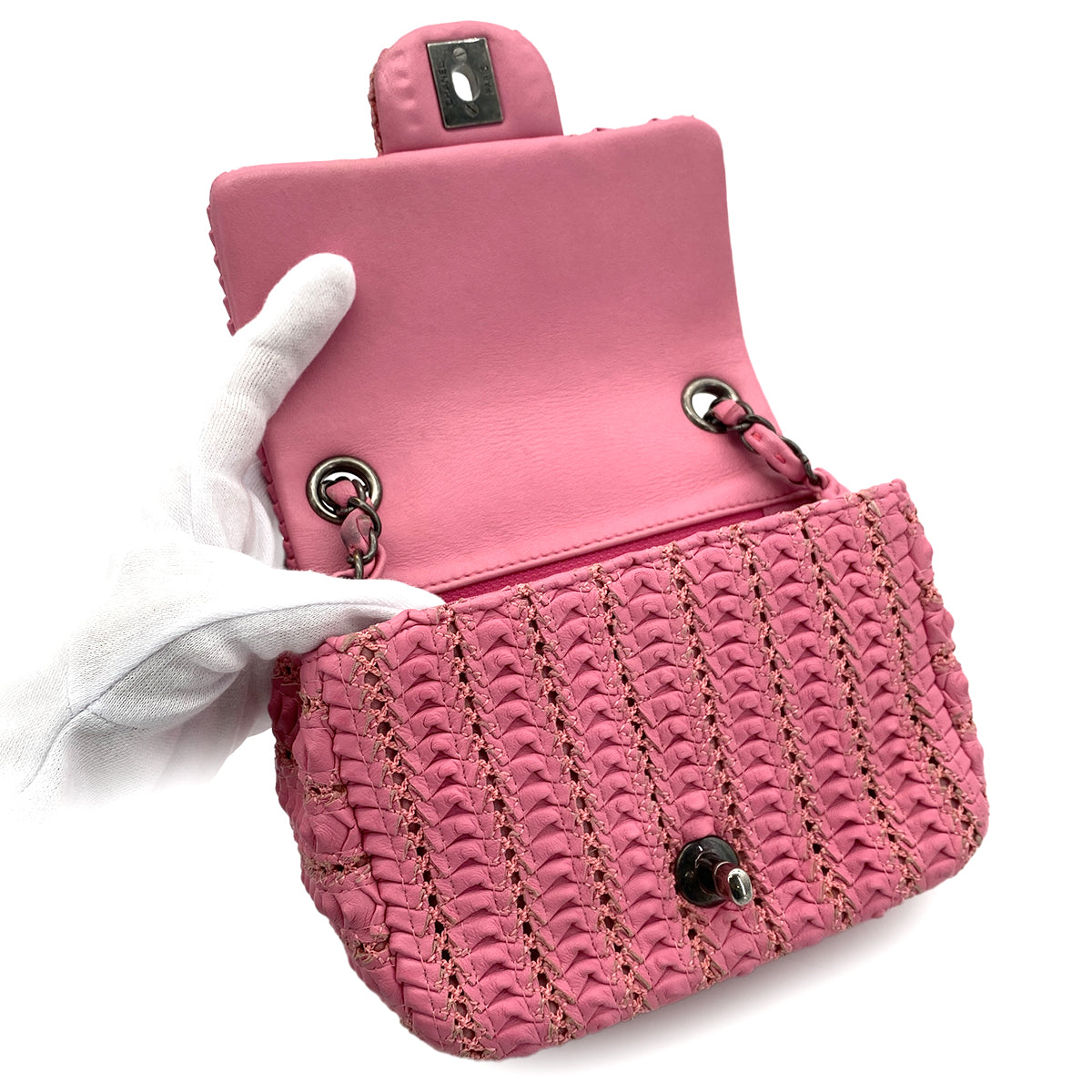 CHANEL MINI CHAIN SHOULDER BAG PINK LEATHER 90269173