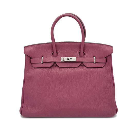 HERMES BIRKIN 35 BOIS DE ROSE TAURILLON CLEMENCE HAND BAG □O SHW 90269174
