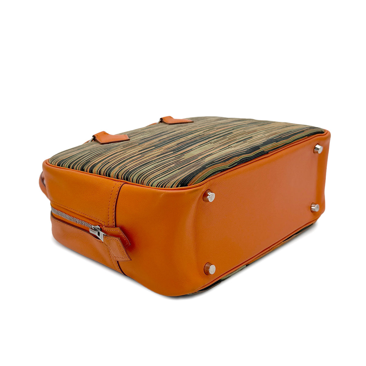 HERMES PLUME 28 ORANGE MULTICOLOR VIBRATO HAND BAG □C 90269175