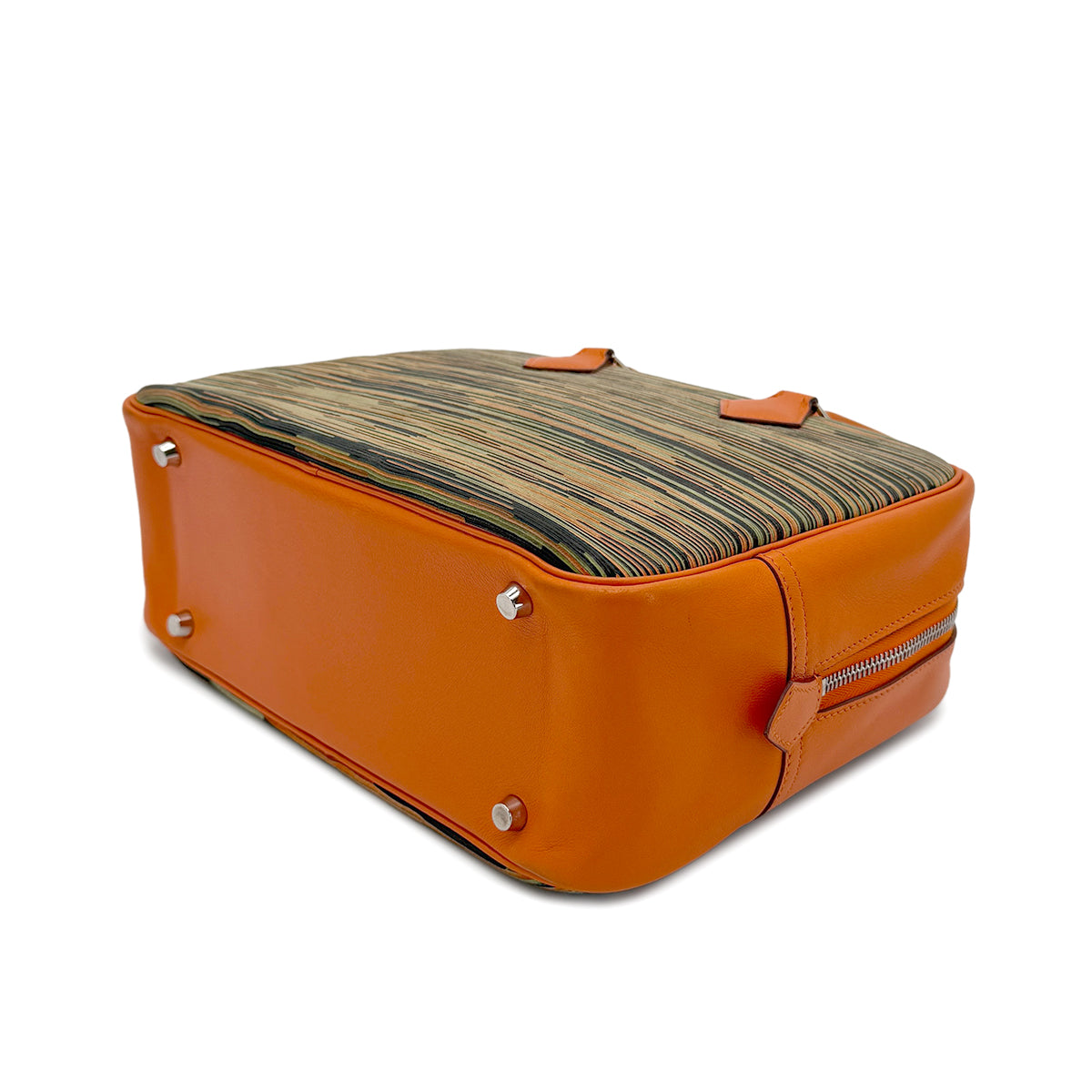 HERMES PLUME 28 ORANGE MULTICOLOR VIBRATO HAND BAG □C 90269175