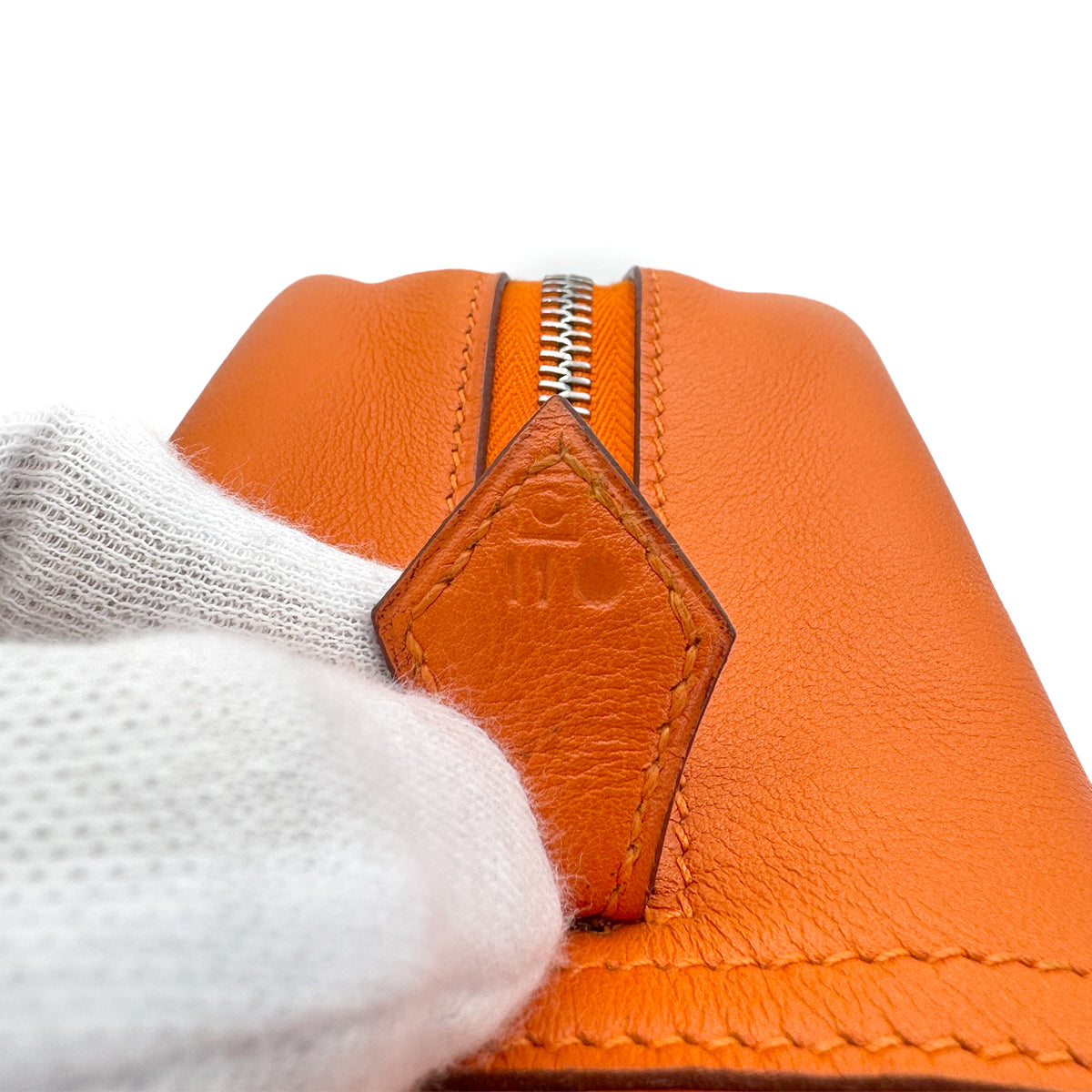 HERMES PLUME 28 ORANGE MULTICOLOR VIBRATO HAND BAG □C 90269175