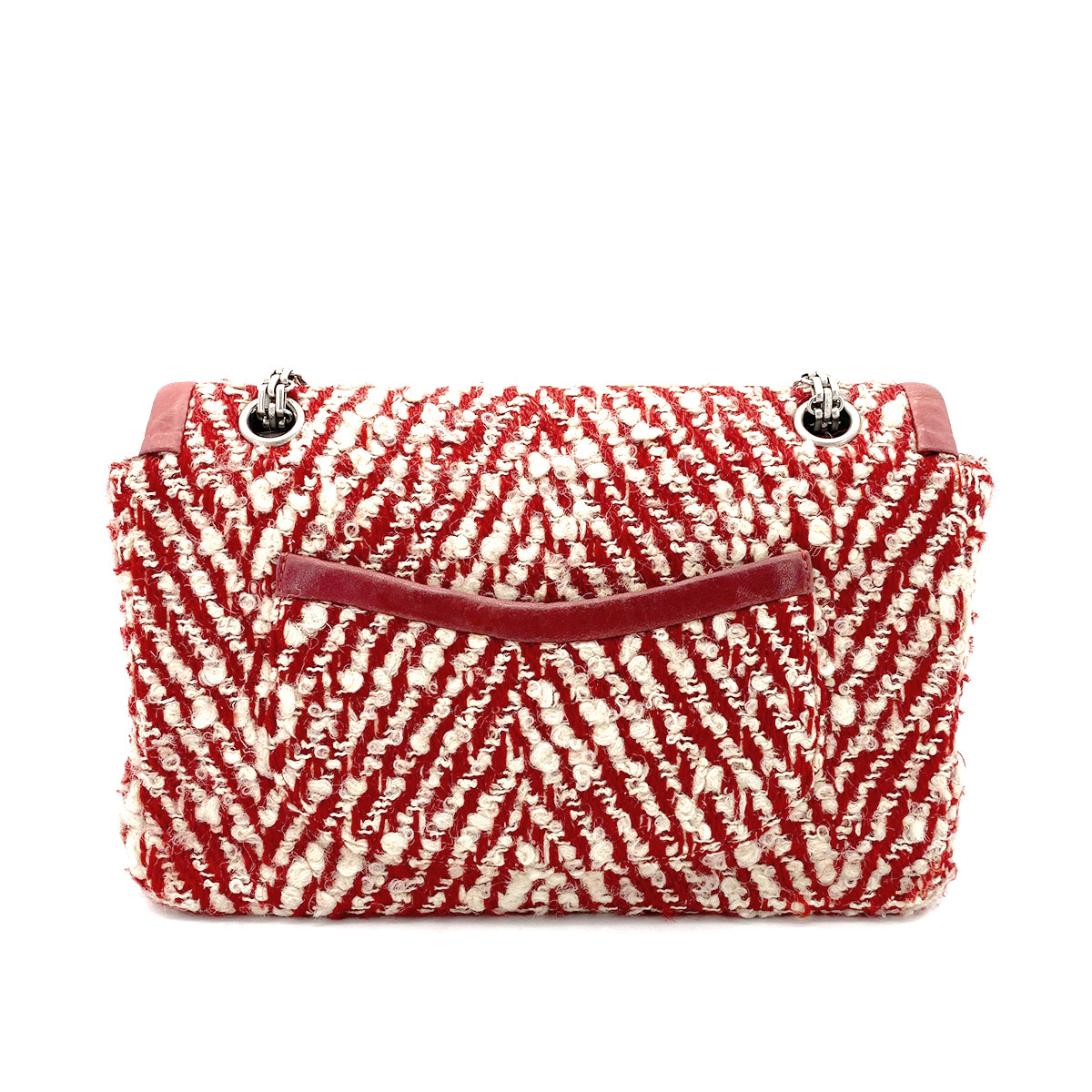 CHANEL VINTAGE CHAIN SHOULDER BAG RED TWEED 90269176