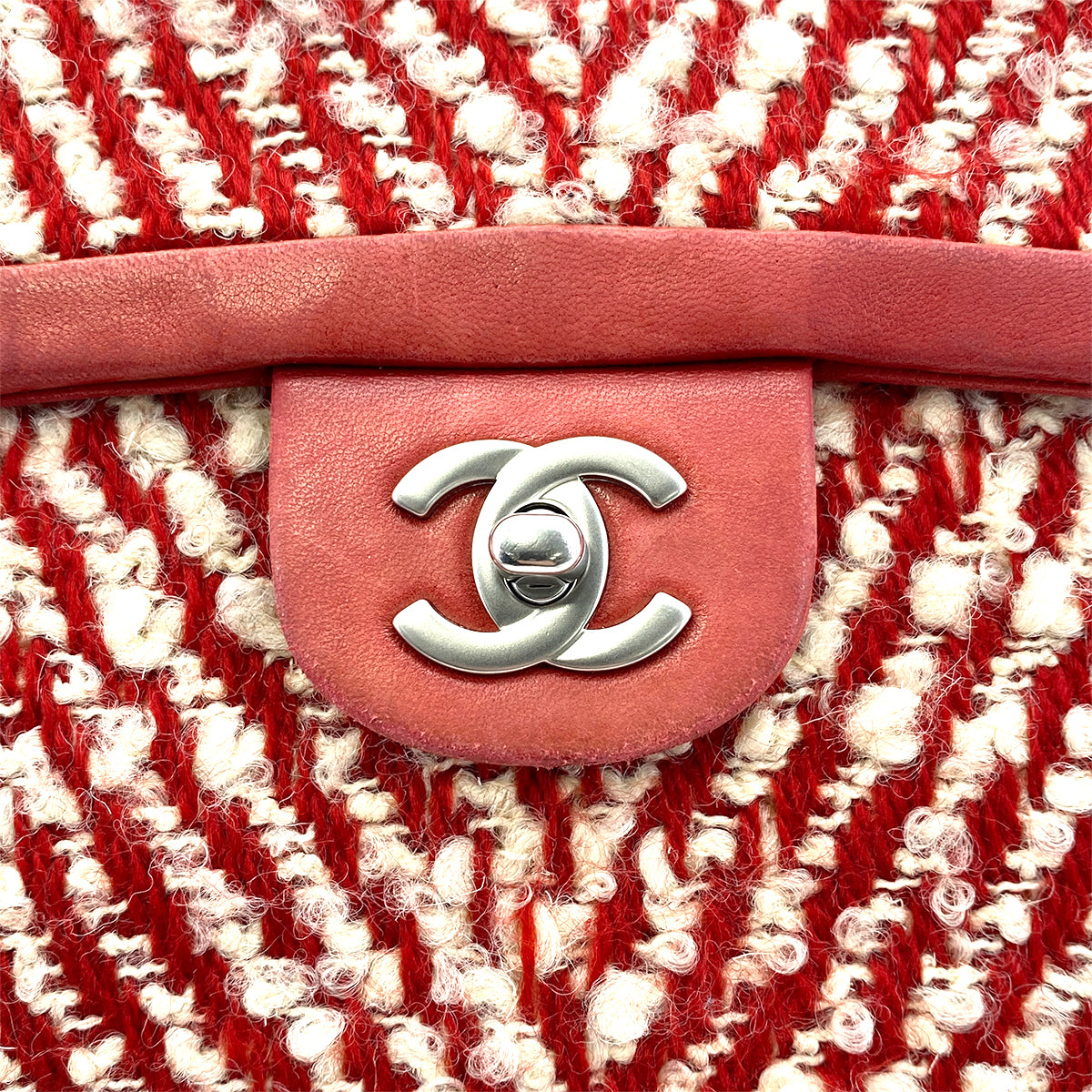 CHANEL VINTAGE CHAIN SHOULDER BAG RED TWEED 90269176