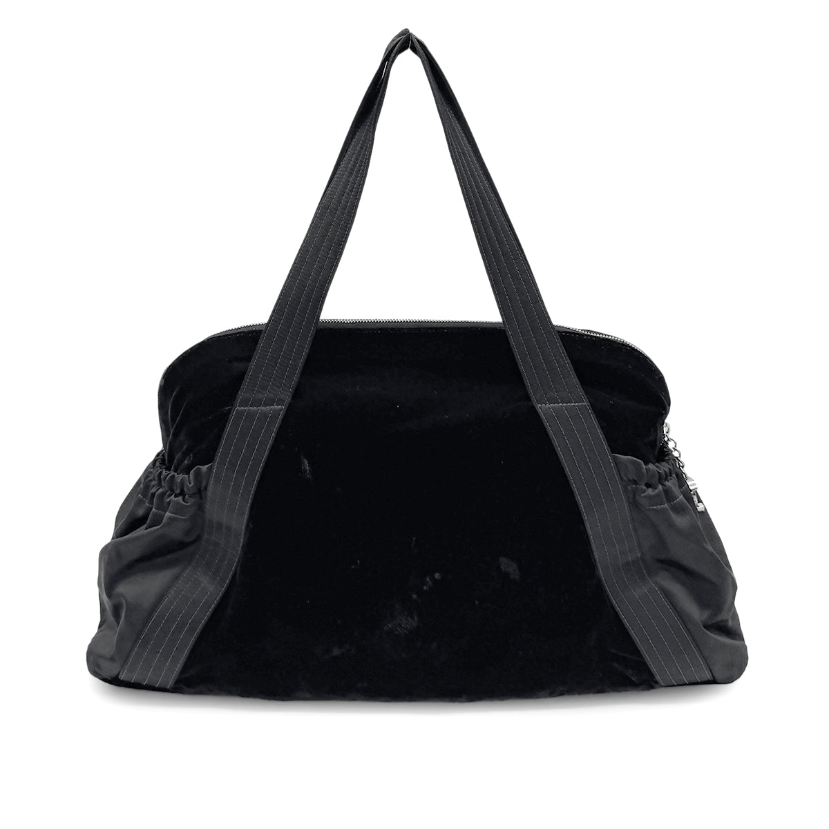 CHANEL VINTAGE BOSTON BAG BLACK VELOR NYLON 90269177