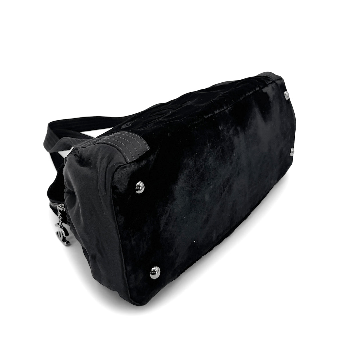 CHANEL VINTAGE BOSTON BAG BLACK VELOR NYLON 90269177